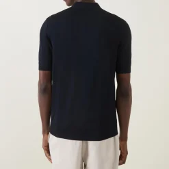 Laurel Wreath Logo Cable-Knit Polo Shirt
