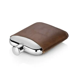 Leather Sleeve Stainless Steel Hip Flask