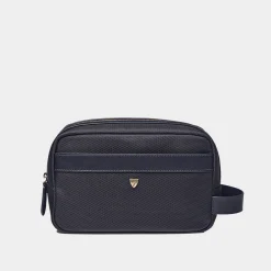 Leather-Trim Canvas Wash Bag