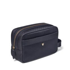 Leather-Trim Canvas Wash Bag