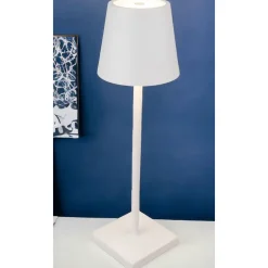 LED Rechargeable Painted Matt White Table Lamp