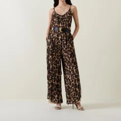 Leopard Print Belted Jumpsuit