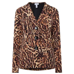 Leopard Print Single Breasted Blazer