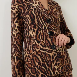 Leopard Print Single Breasted Blazer