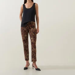 Leopard Print Slim Leg Trousers