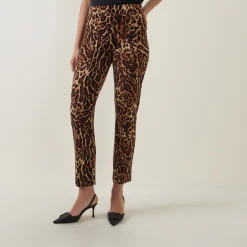Leopard Print Slim Leg Trousers