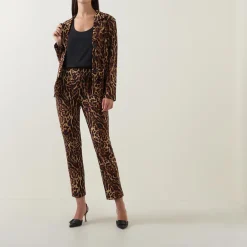 Leopard Print Slim Leg Trousers