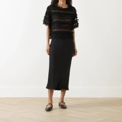 Lipona Semi-Sheer Fringe T-Shirt