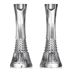 Lismore Diamond Candlestick Holders Set of Two 25cm