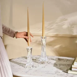 Lismore Diamond Candlestick Holders Set of Two 25cm