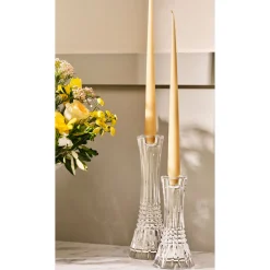 Lismore Diamond Candlestick Holders Set of Two 25cm