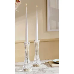 Lismore Diamond Candlestick Holders Set of Two 25cm