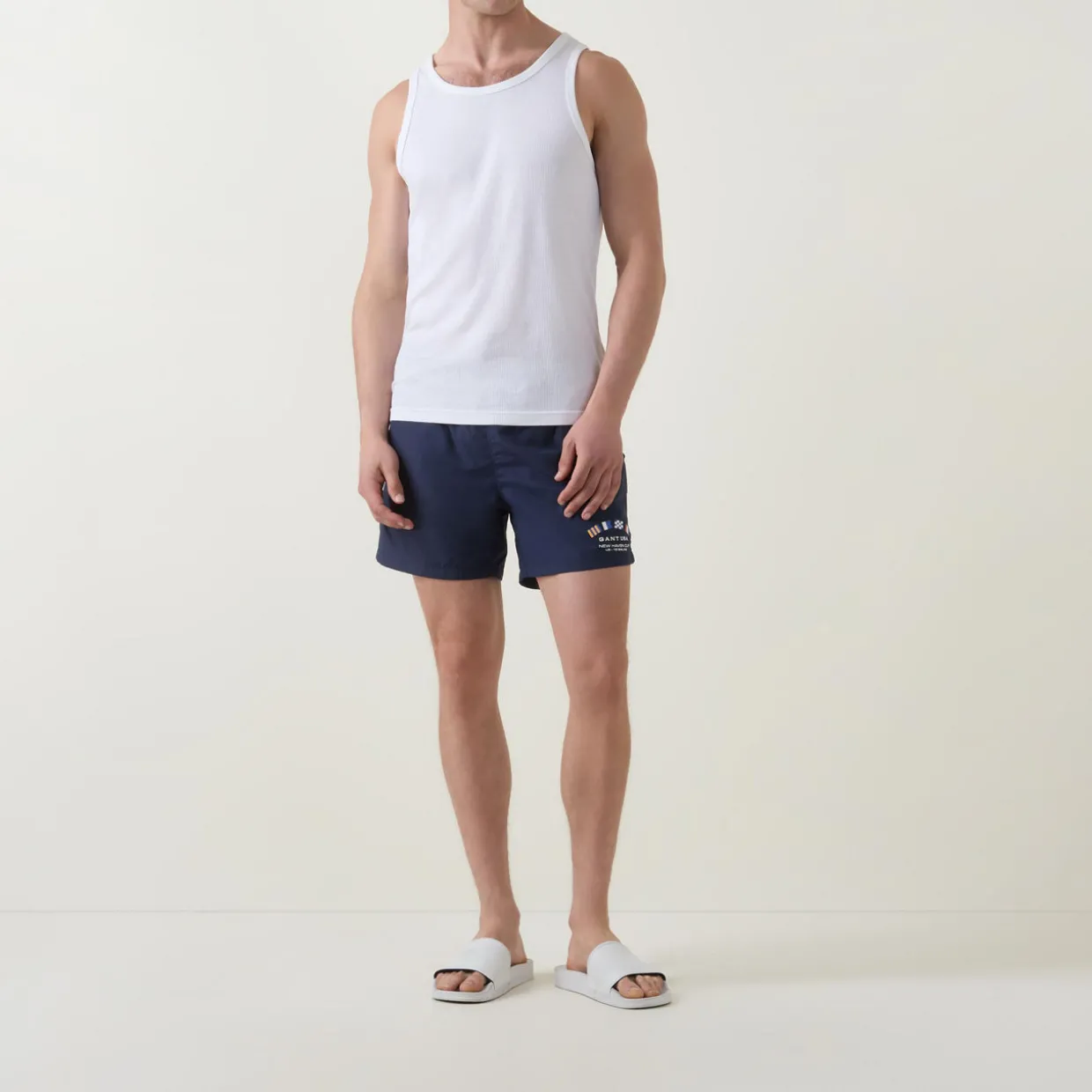Logo Flag Drawstring Swim Shorts