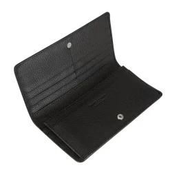 Logo Grained Leather Flap Wallet