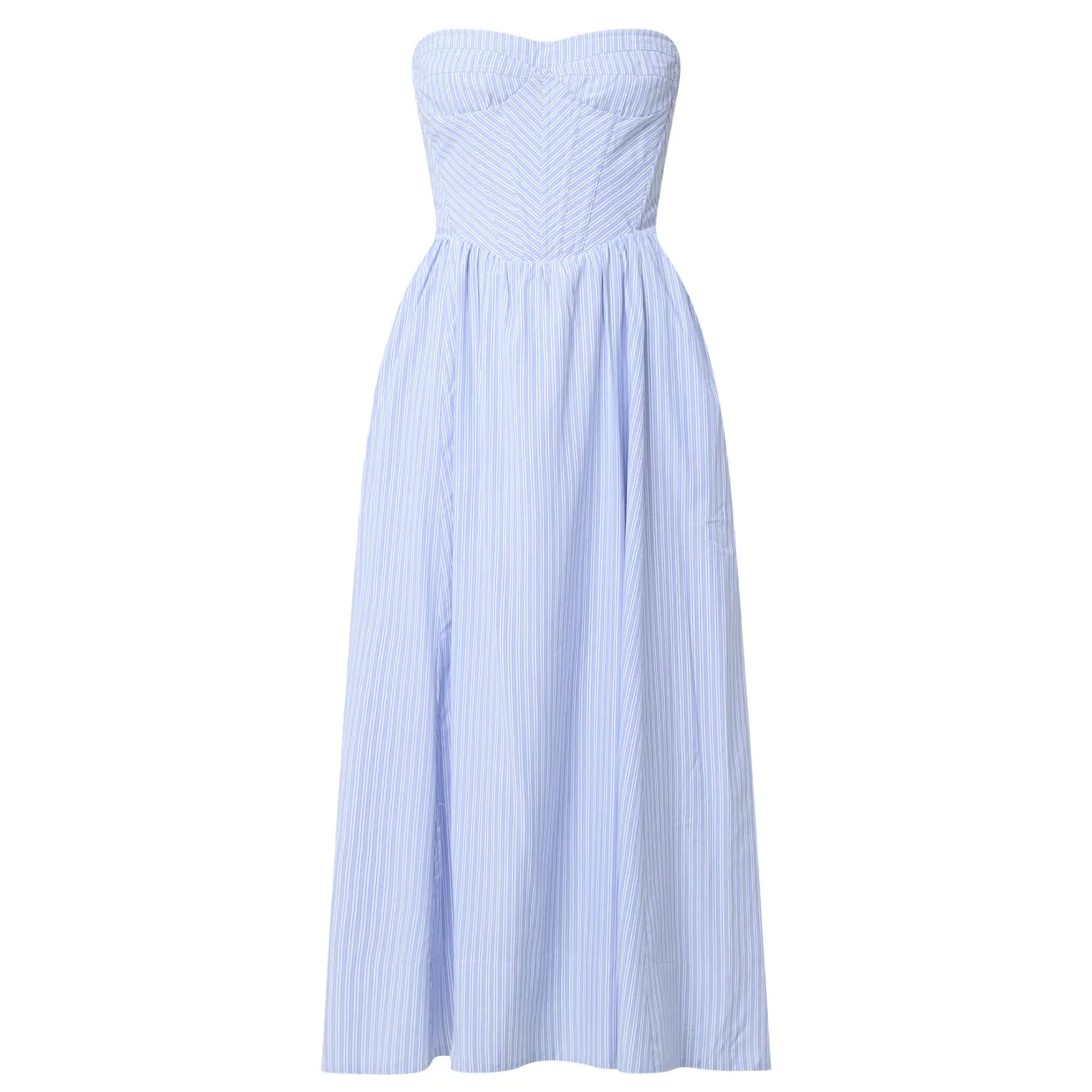 Lola Corset Pinstripe Flared Dress