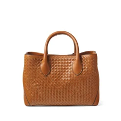 London Small Woven Leather Tote Bag