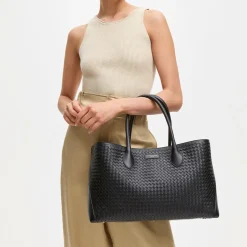 London Woven Leather Tote Bag