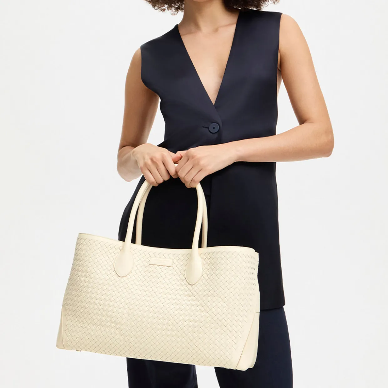 London Woven Leather Tote Bag