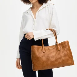 London Woven Leather Tote Bag