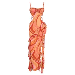 Lumira Swirl Ruffle Cut Out Dress