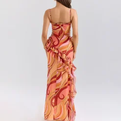 Lumira Swirl Ruffle Cut Out Dress