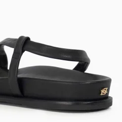 Lyn Leather Gold Toe Trim Sandals