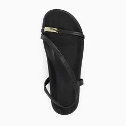 Lyn Leather Gold Toe Trim Sandals