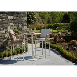 Lyon Garden Round Bar Table Set Coconut Urano Ivory