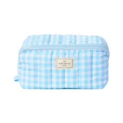 Marshmallow Flat Lay Makeup Box Bag - Baby Blue Gingham