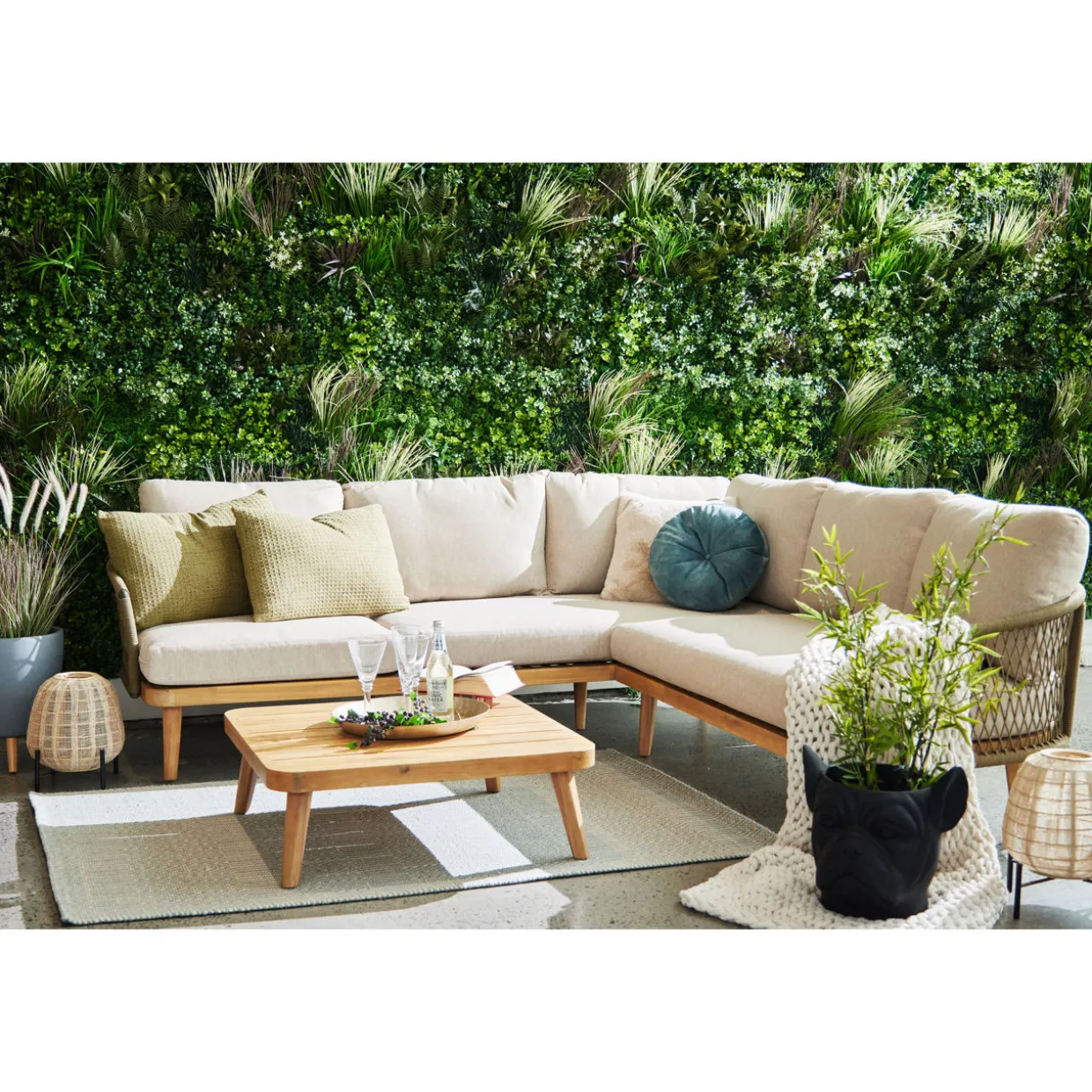 Maui 3-Piece Garden Lounge Set Stone Sand Olive Green