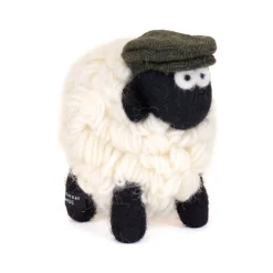 Medium Knitted Sheep with Green Flat Cap