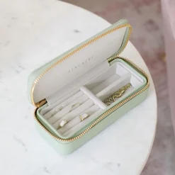 Medium Zipped Jewellery Box Sage Green