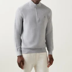 Mesh-Knit Quarter-Zip Sweater