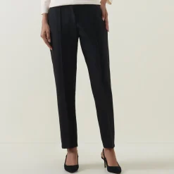 Mid-Rise Pleated Straight Leg Trousers