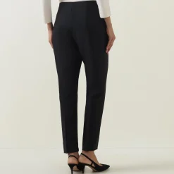Mid-Rise Pleated Straight Leg Trousers