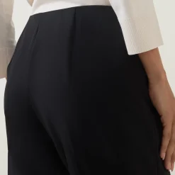 Mid-Rise Pleated Straight Leg Trousers