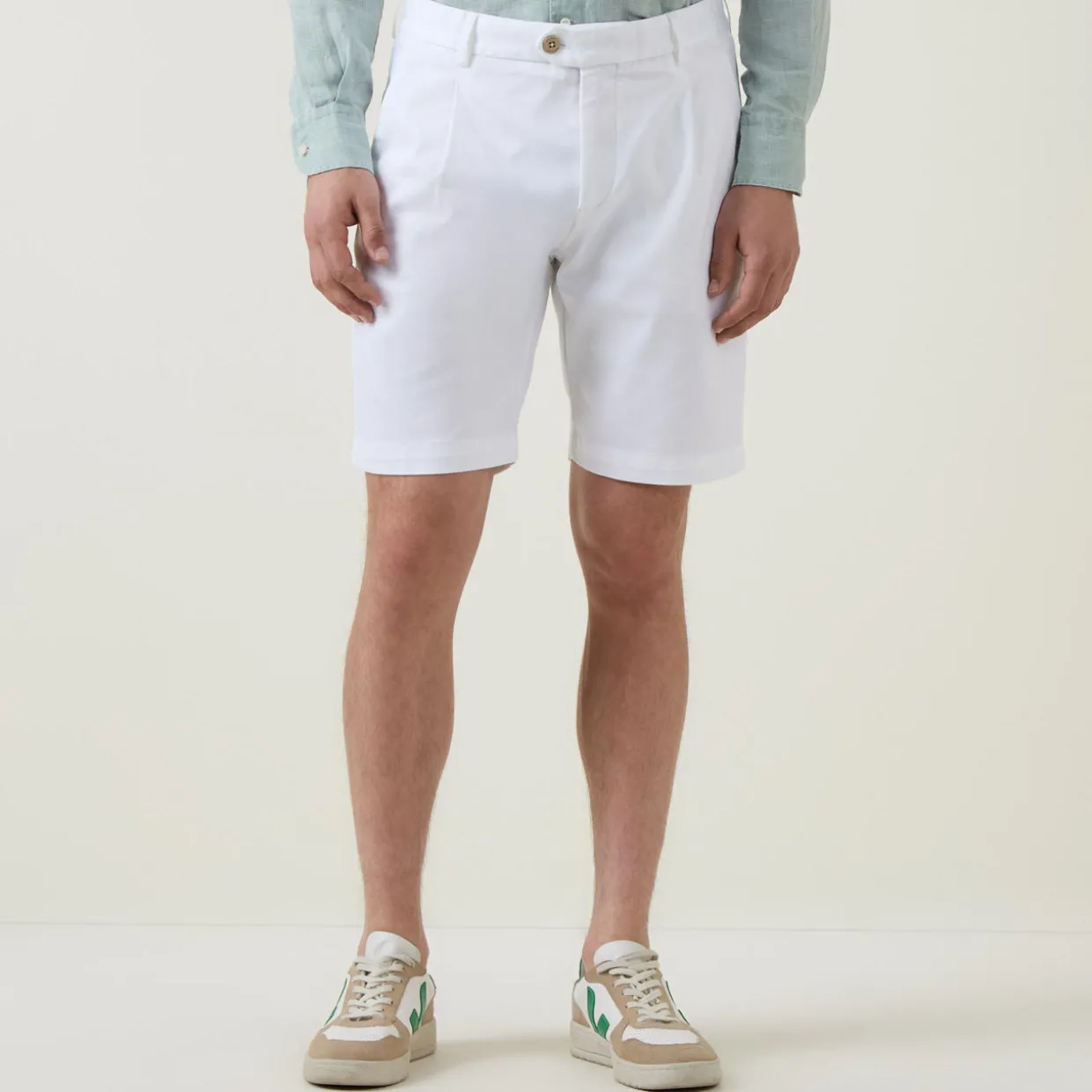 Mid-Rise Straight Leg Shorts