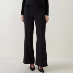 Mid-Rise Wide Leg Trousers