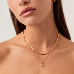 Mini Ridge Heart Charm Pendant Necklace