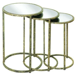 Mirror Top Nest of Tables Three-Piece Set