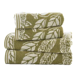 Mixed Leaves Towel Green