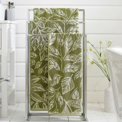 Mixed Leaves Towel Green
