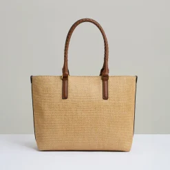 Noelle Braided Strap Raffia Tote Bag