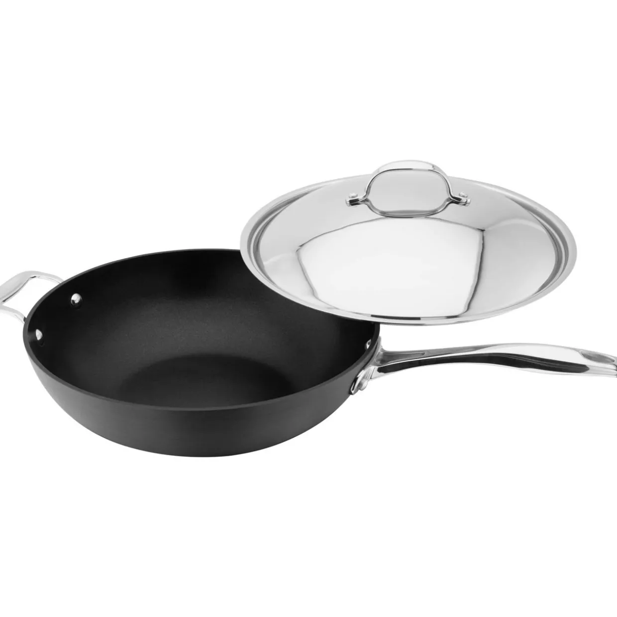Non-Stick Hard Anodised Wok & Lid 30cm
