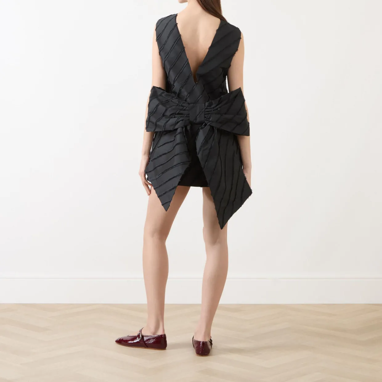 Oversized Bow Mini Shift Dress