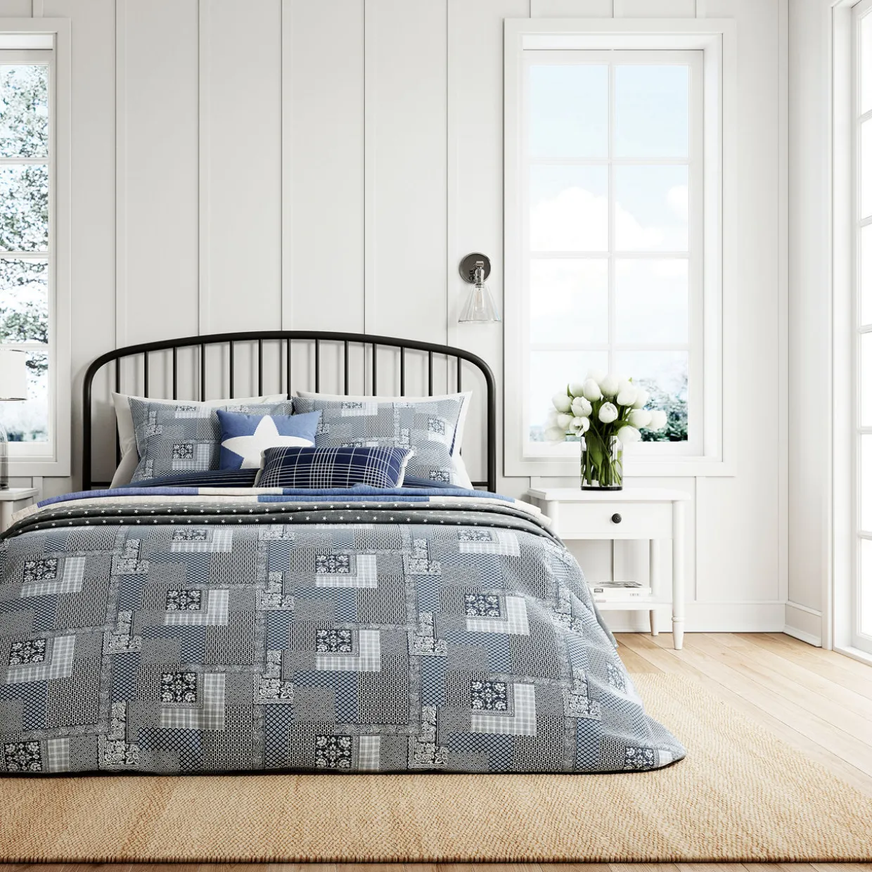 Paisley Patch Duvet Set White