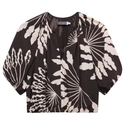 Palm Puff Sleeve Cropped Top