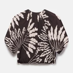 Palm Puff Sleeve Cropped Top