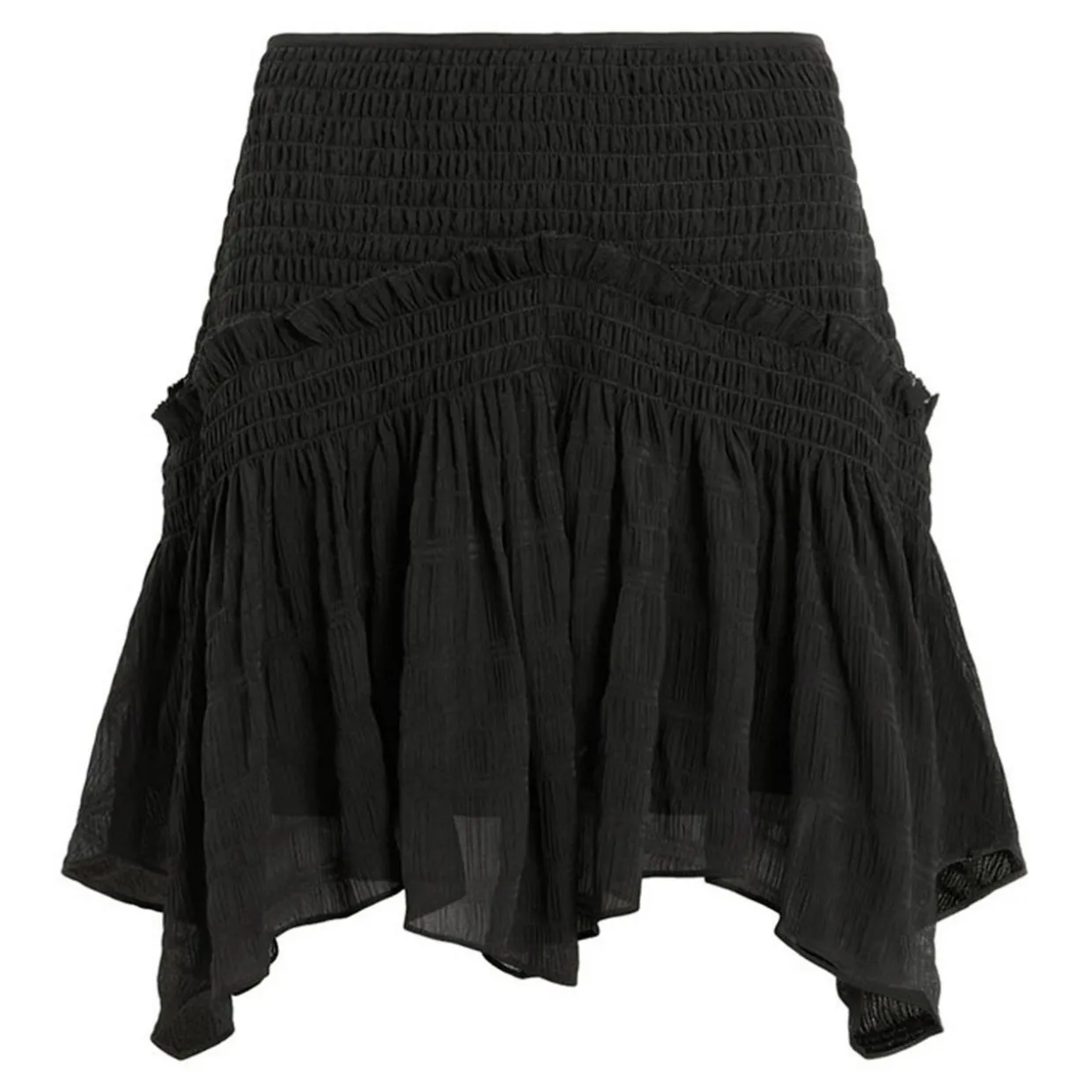 Pamela Shirred Handkerchief Mini Skirt