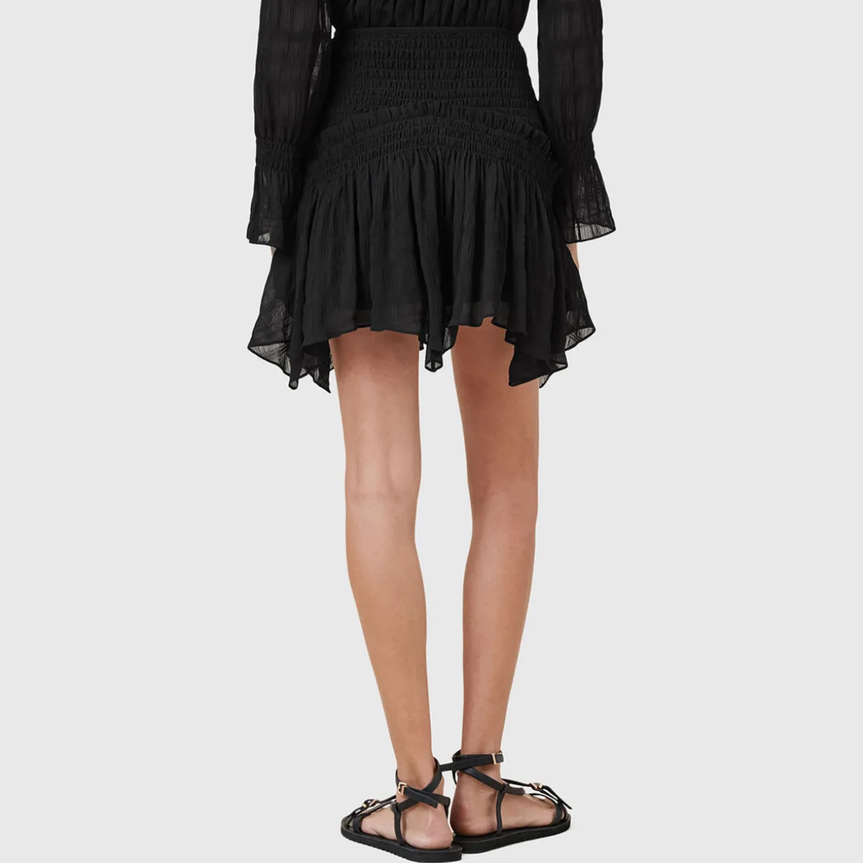 Pamela Shirred Handkerchief Mini Skirt